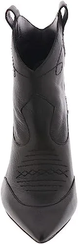 Jessica Simpson Nelda Black Stitched Pull On Almond Toe Kitten Heel Ankle Boots