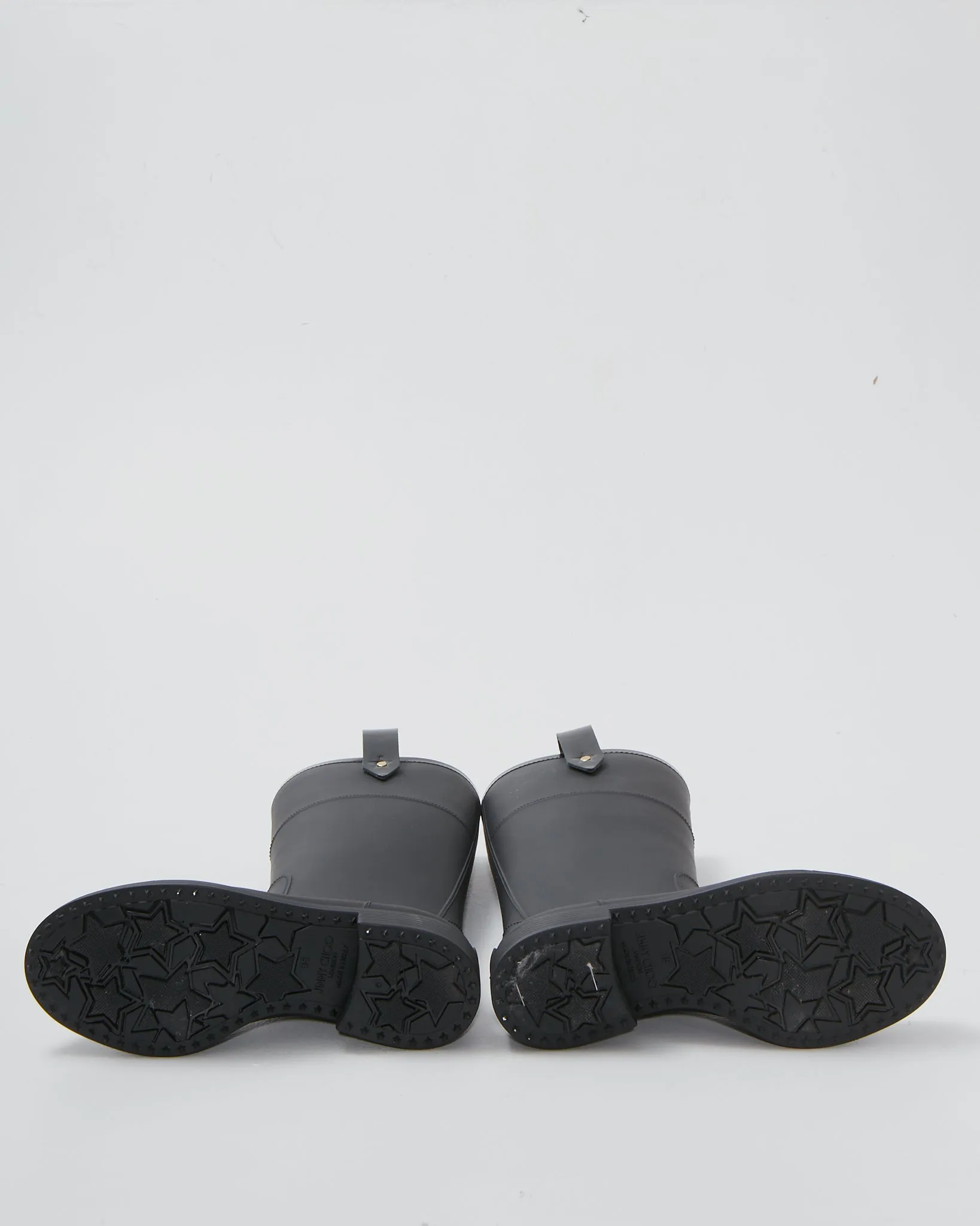 Jimmy Choo Black Rubber Cap Toe Rain Boots - 35