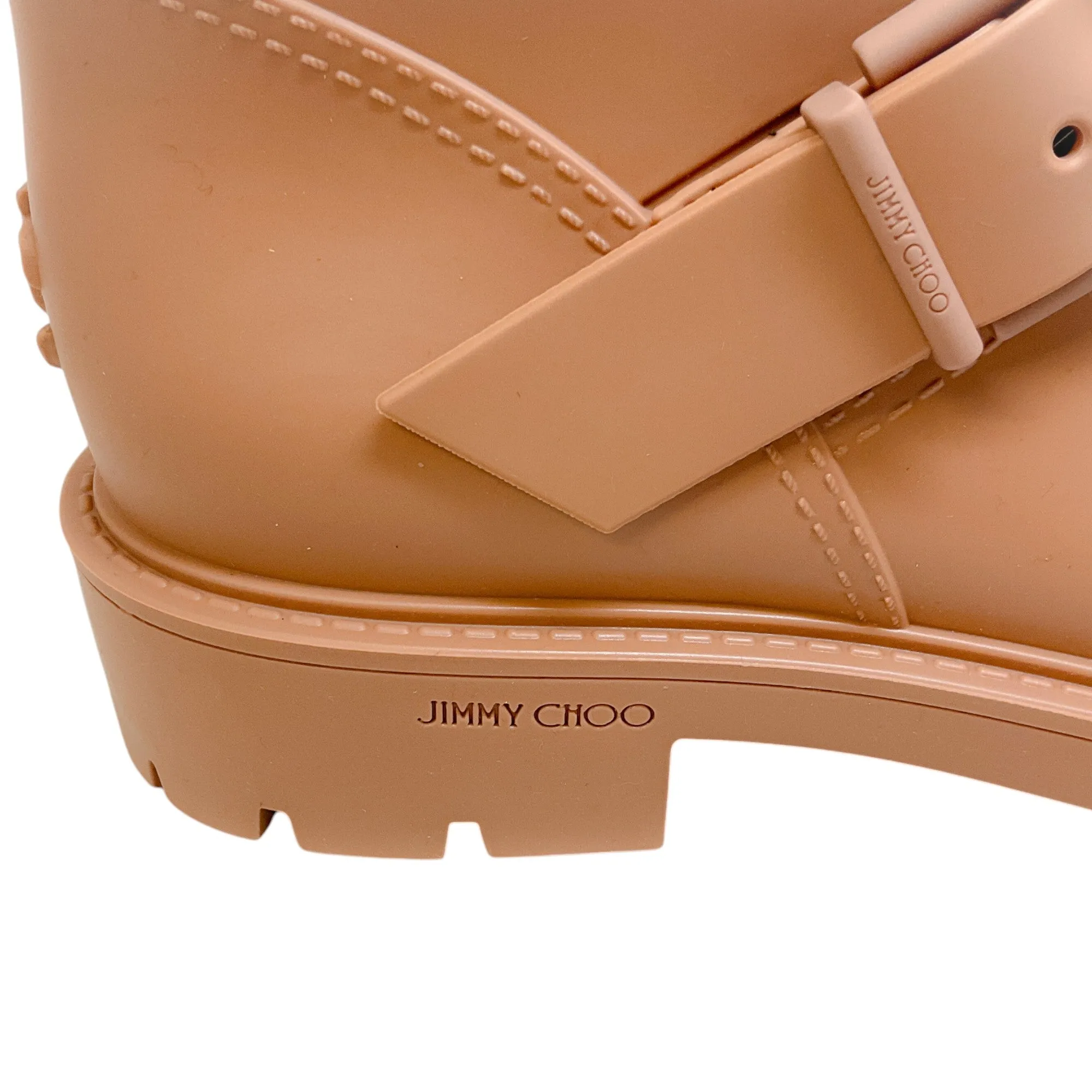 Jimmy Choo Camel Yael Biodegradable Rubber Rain Boots