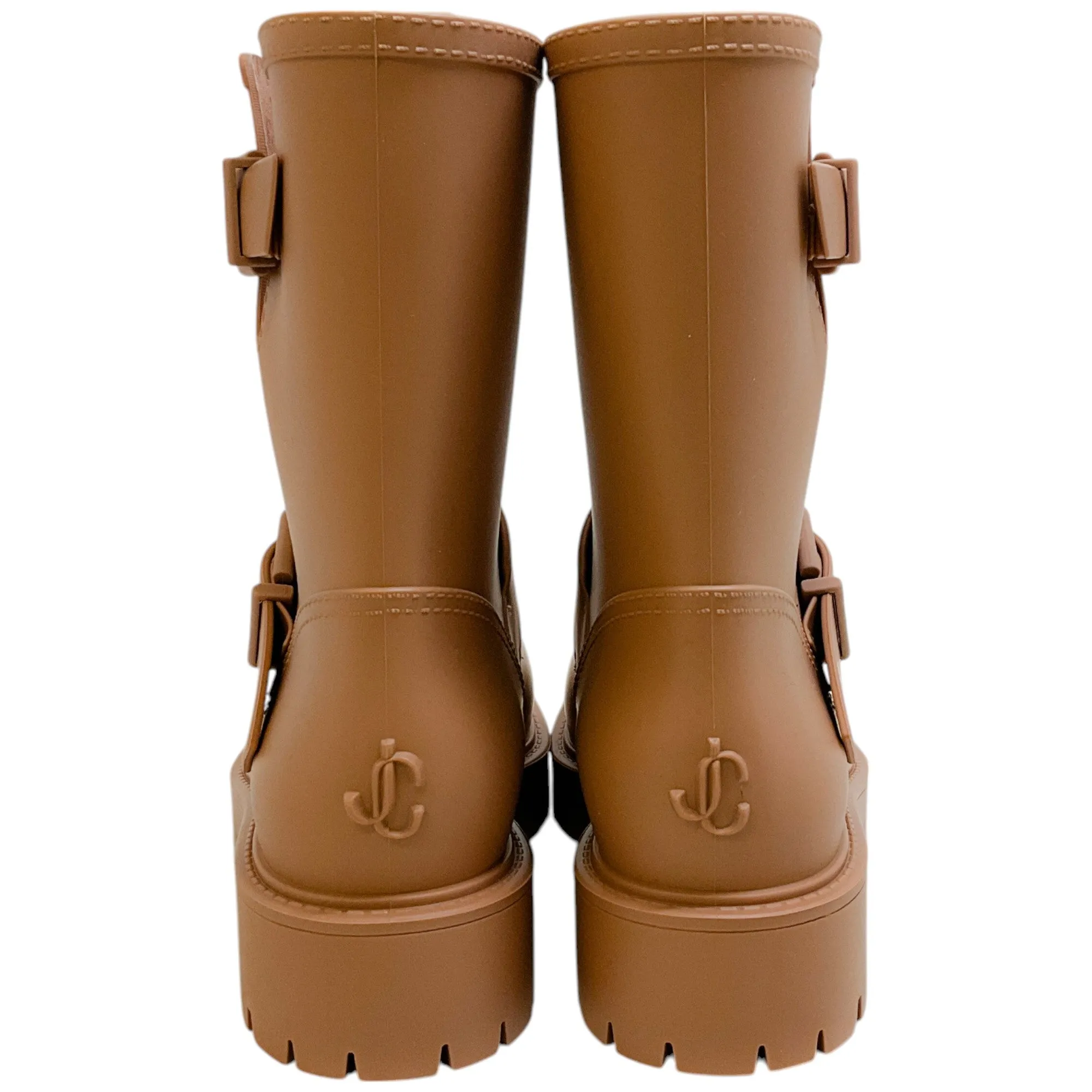 Jimmy Choo Camel Yael Biodegradable Rubber Rain Boots