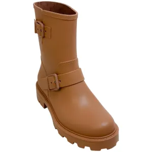Jimmy Choo Camel Yael Biodegradable Rubber Rain Boots