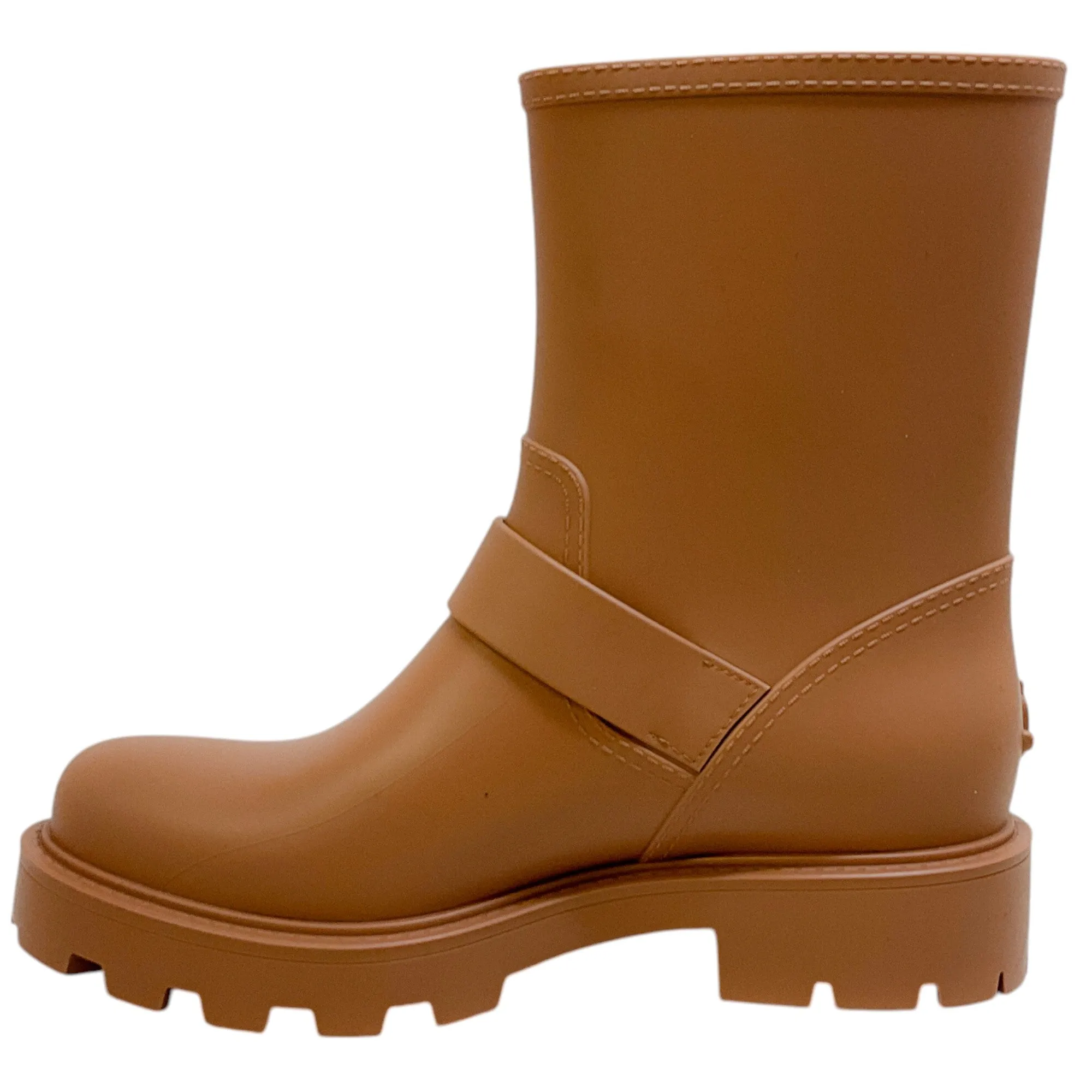 Jimmy Choo Camel Yael Biodegradable Rubber Rain Boots