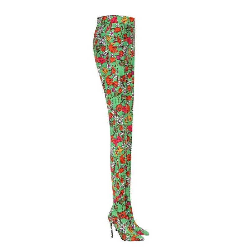 KEROL Printed Pointed Toe High Heel Boots