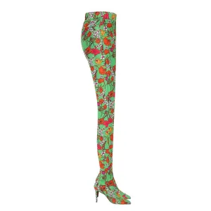 KEROL Printed Pointed Toe High Heel Boots