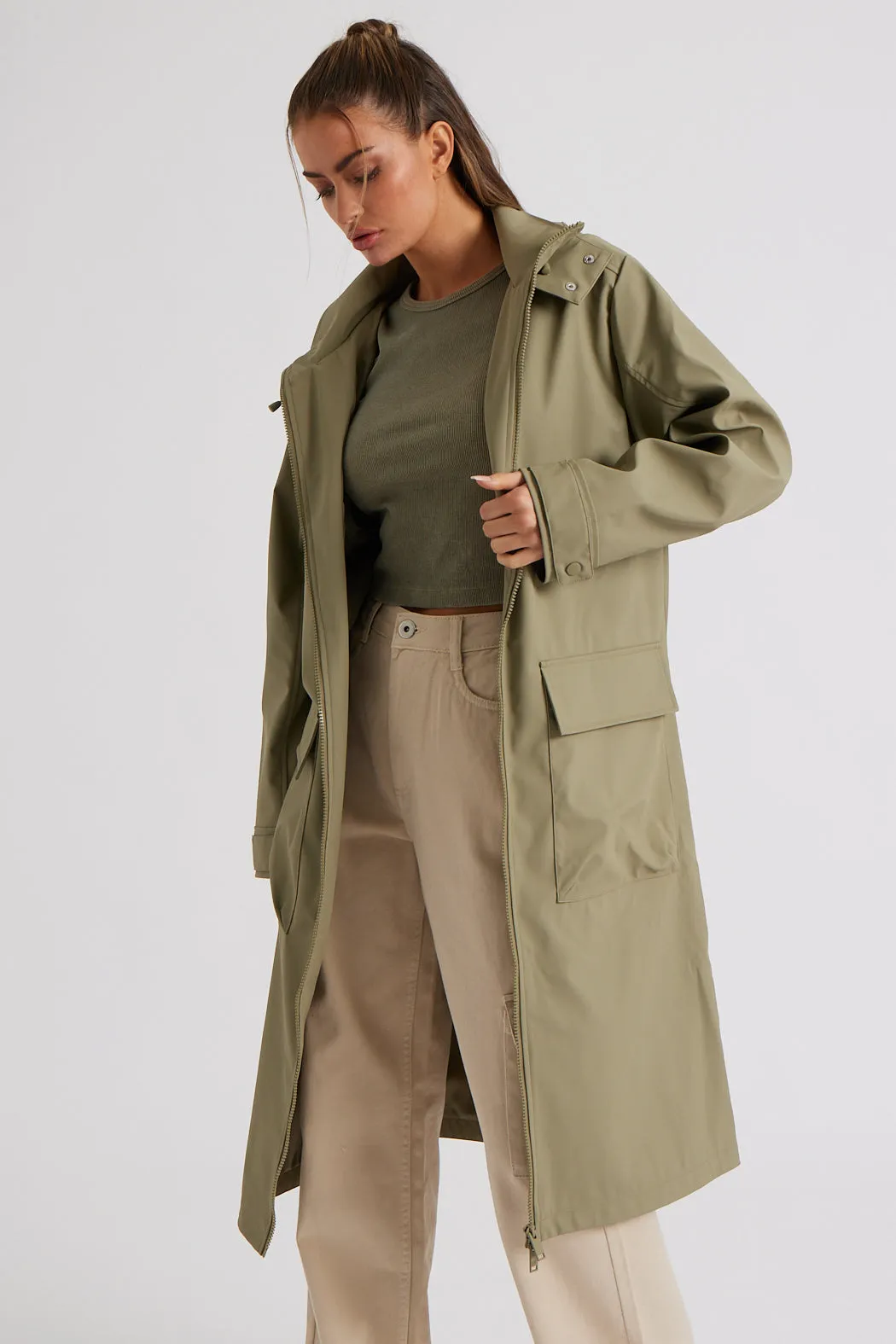 Khaki Rubberised Raincoat