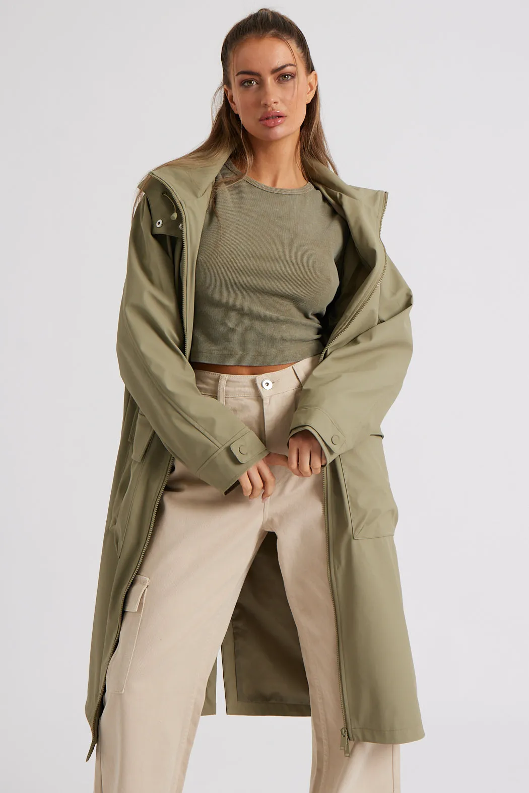 Khaki Rubberised Raincoat