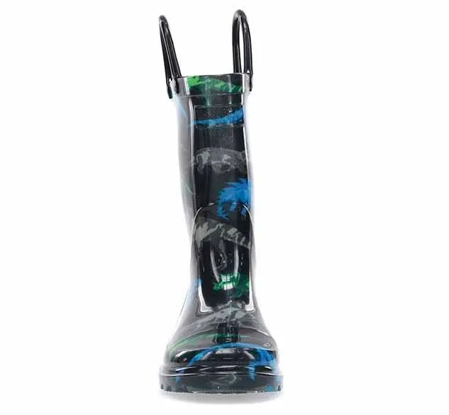 Kids Dinosaur Friends Lighted Rain Boot - Black