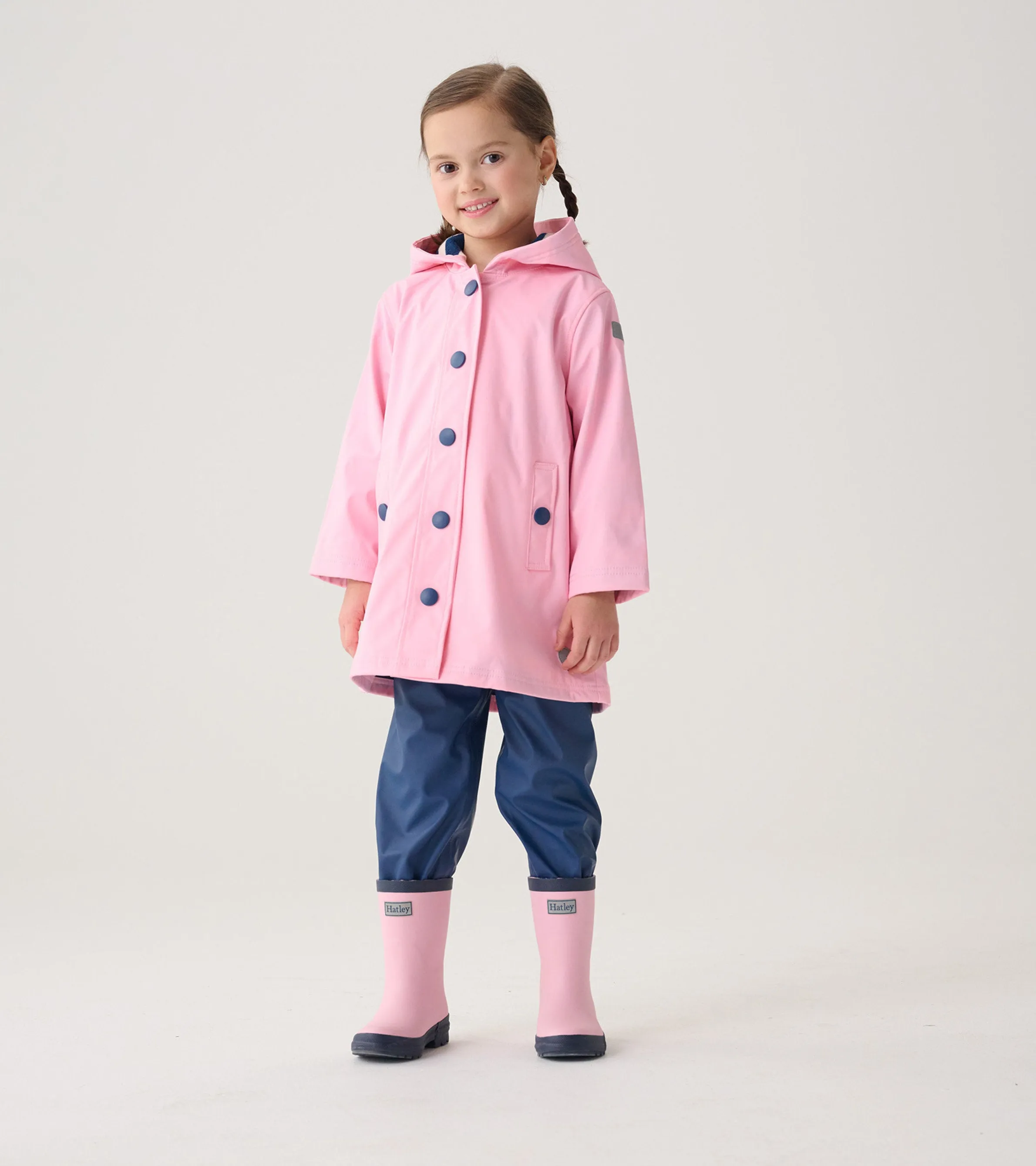 Kids Pink & Navy Matte Wellies