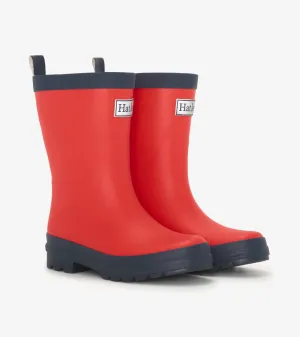 Kids Red & Navy Matte Wellies