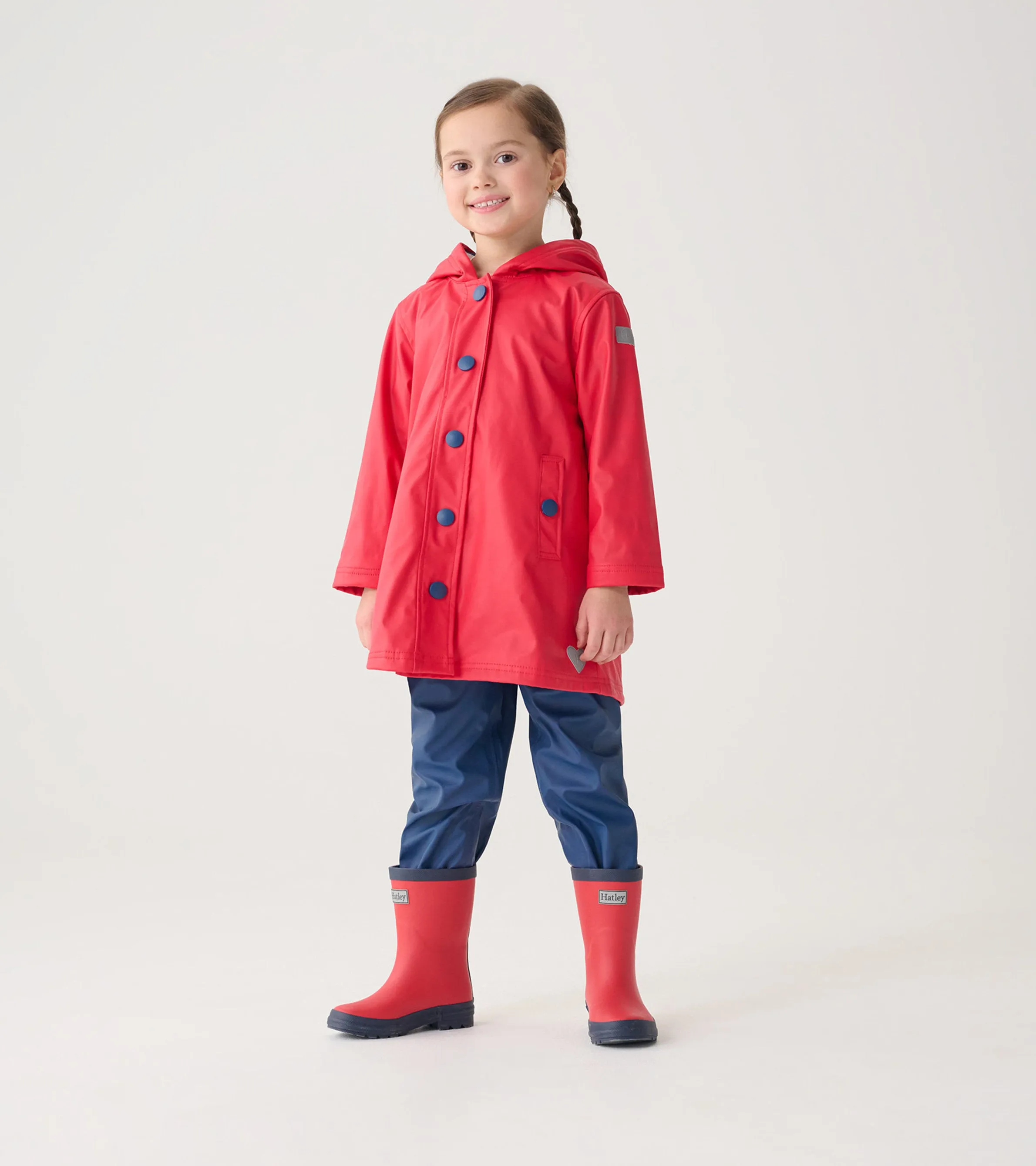 Kids Red & Navy Matte Wellies