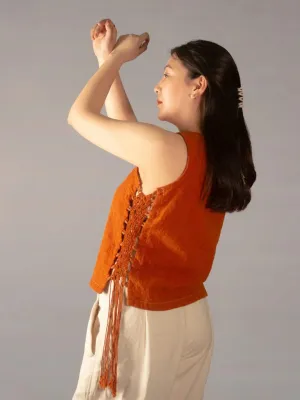 Knotted Dreams Indus Red Sleeveless Top