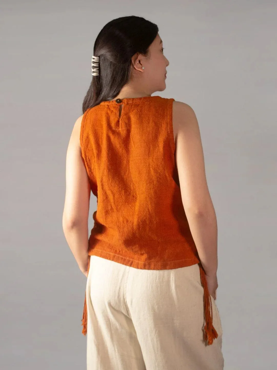 Knotted Dreams Indus Red Sleeveless Top