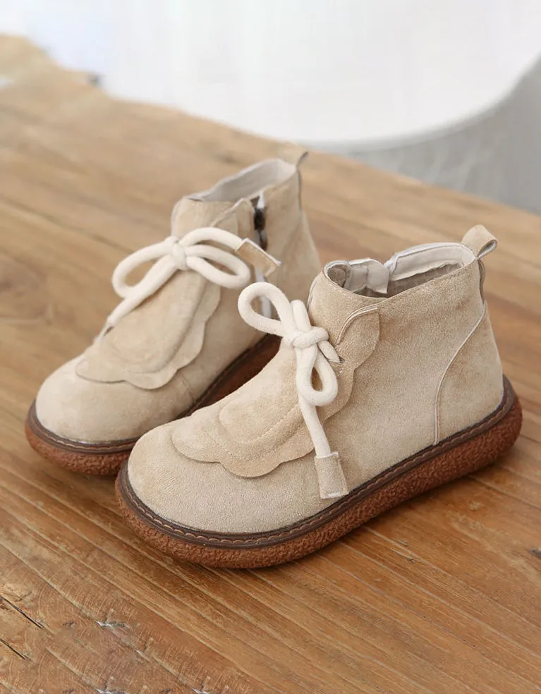 Lace-up Round Head Suede Handmade Retro Boots