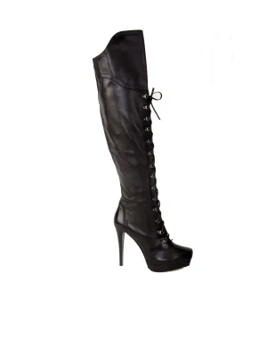 Laced-Up Thigh-High Boots