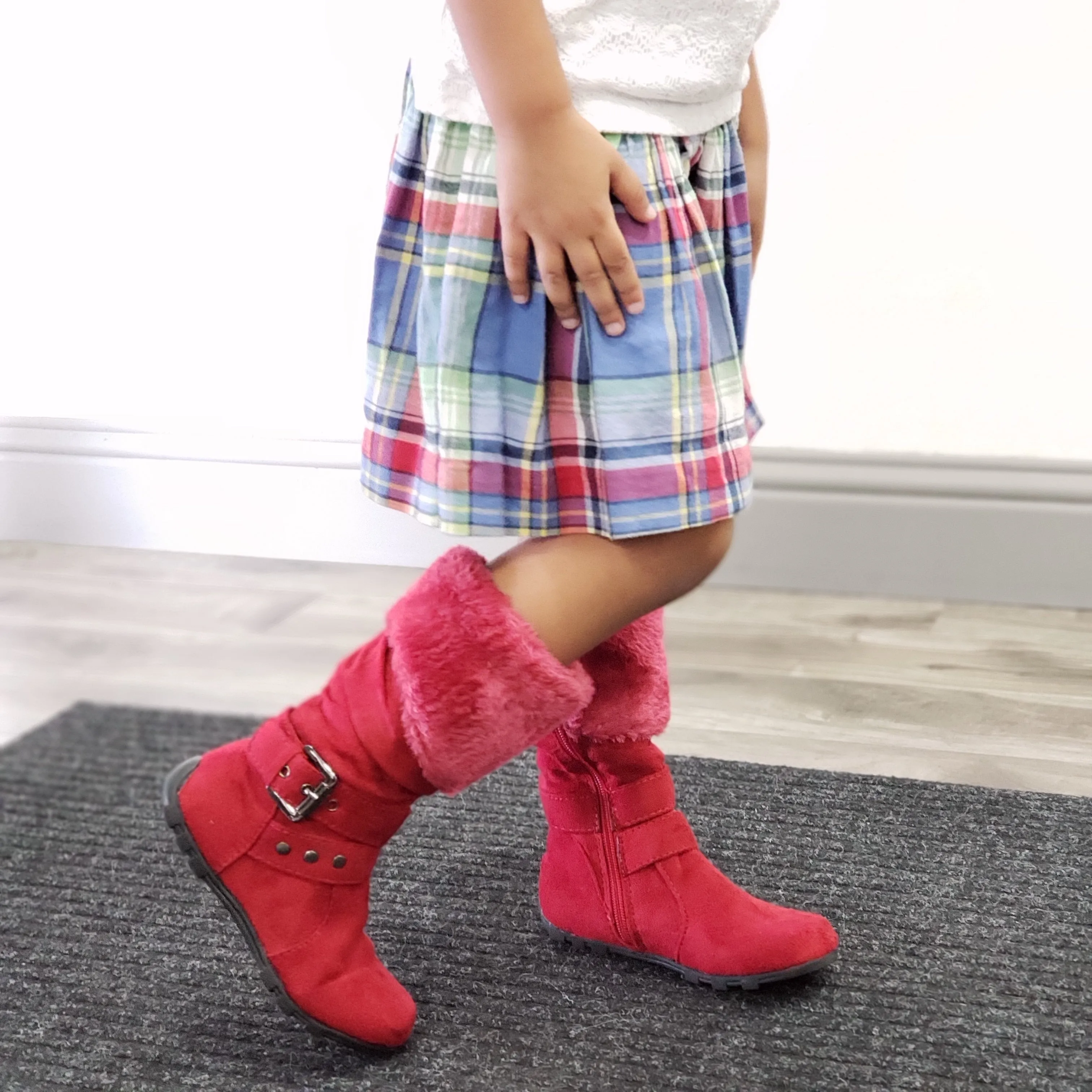 Little Toddler Girls' Bella Suede Knee High Fur Riding Dress Boots