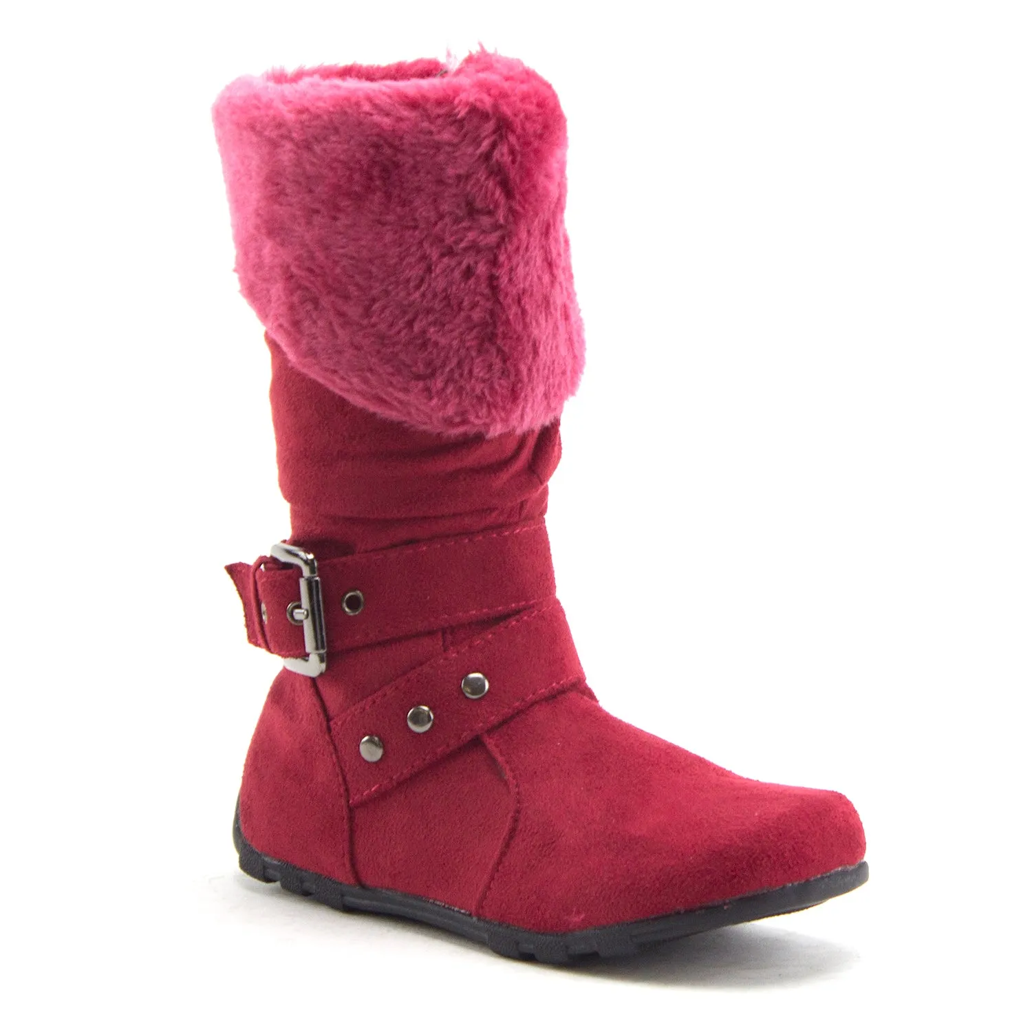 Little Toddler Girls' Bella Suede Knee High Fur Riding Dress Boots