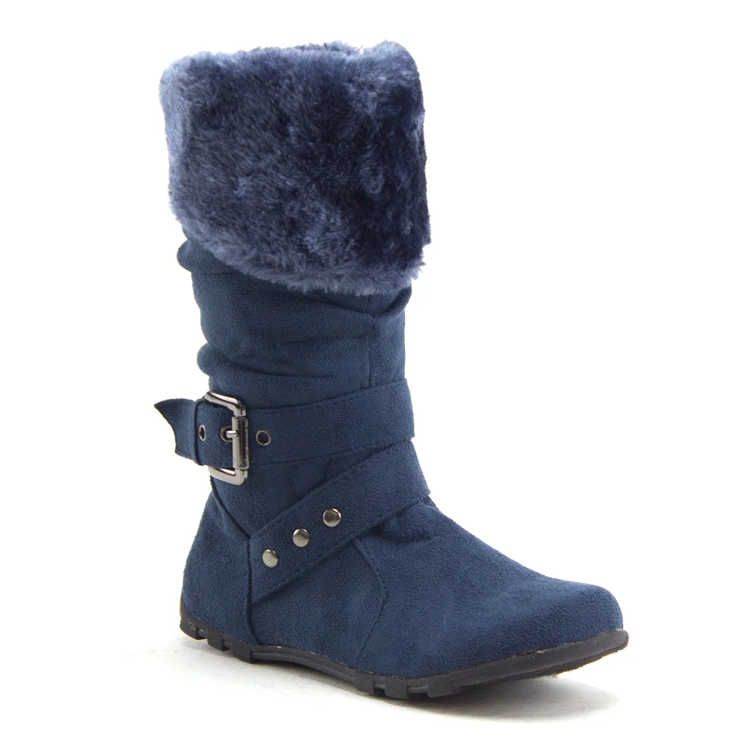 Little Toddler Girls' Bella Suede Knee High Fur Riding Dress Boots