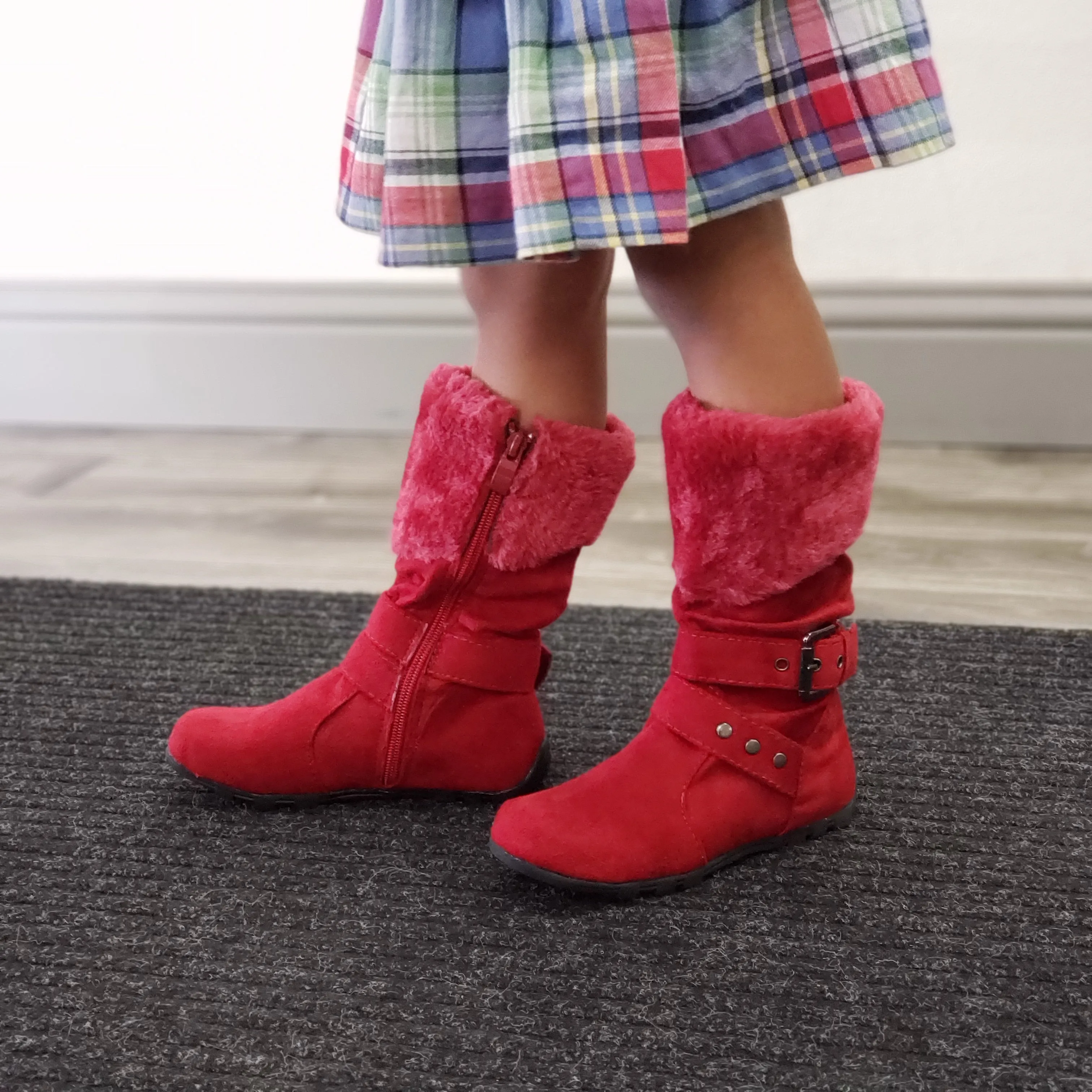 Little Toddler Girls' Bella Suede Knee High Fur Riding Dress Boots