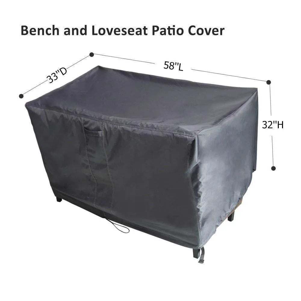 MandH Patio Bench Seat Cover Premium Heavy Duty Waterproof TPU Fabric - Fits Bench Chairs, Rockers, and Gliders, Durable and Fade Resistant, 58 x 33 x 32 inch, Gunmetal