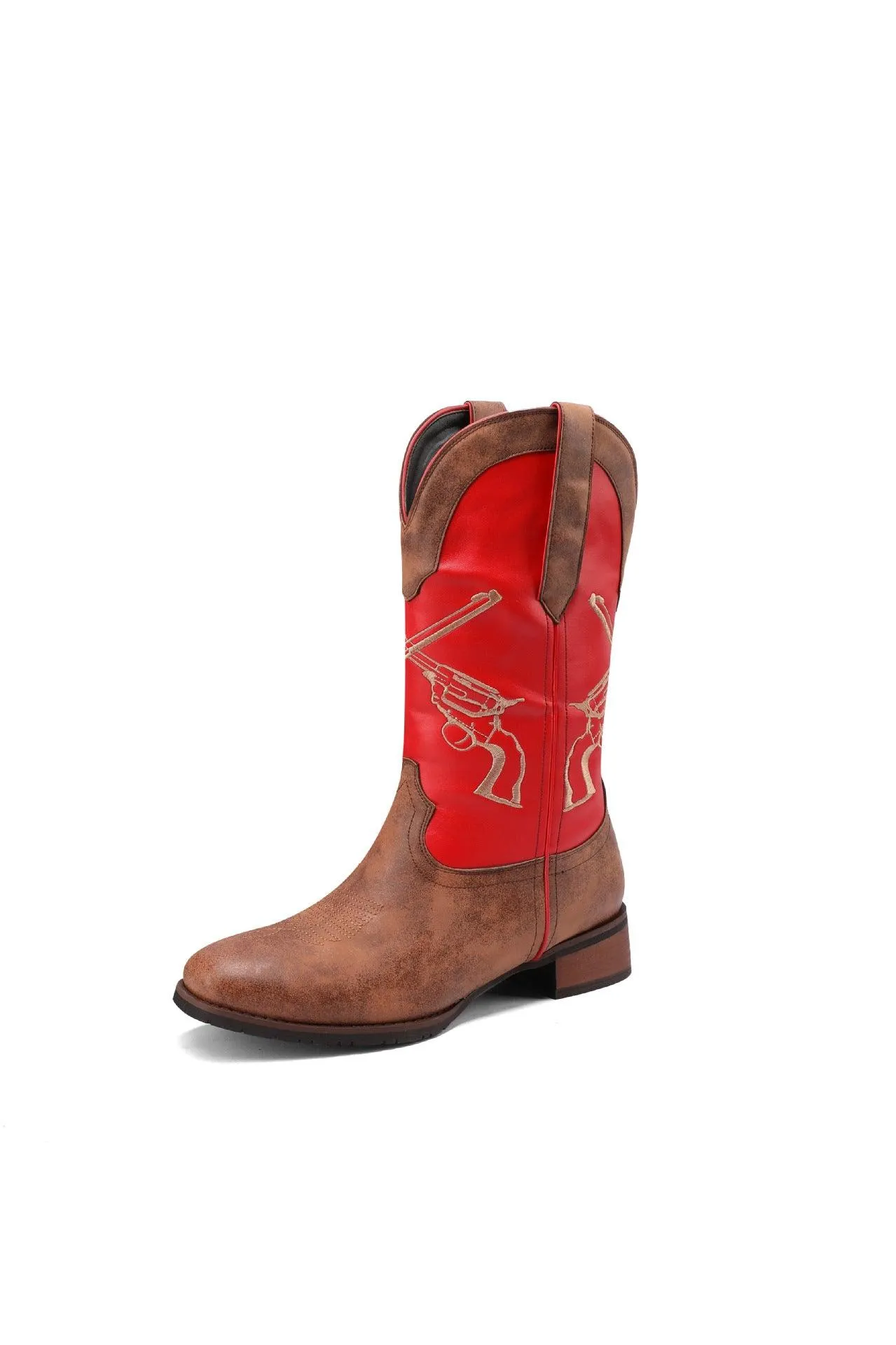 Men's Embroidered Western Cowboy Ankle Boots
