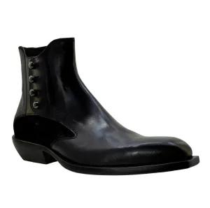 Men's Italian Shoes Jo Ghost 4757 Black Leather Chelsea Boots
