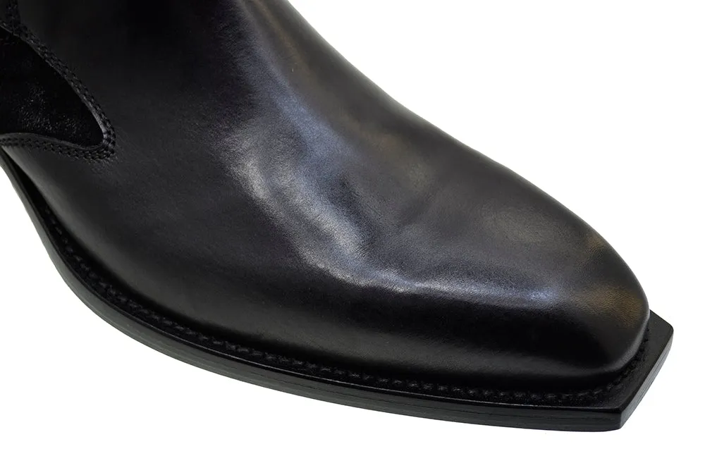 Men's Italian Shoes Jo Ghost 4757 Black Leather Chelsea Boots