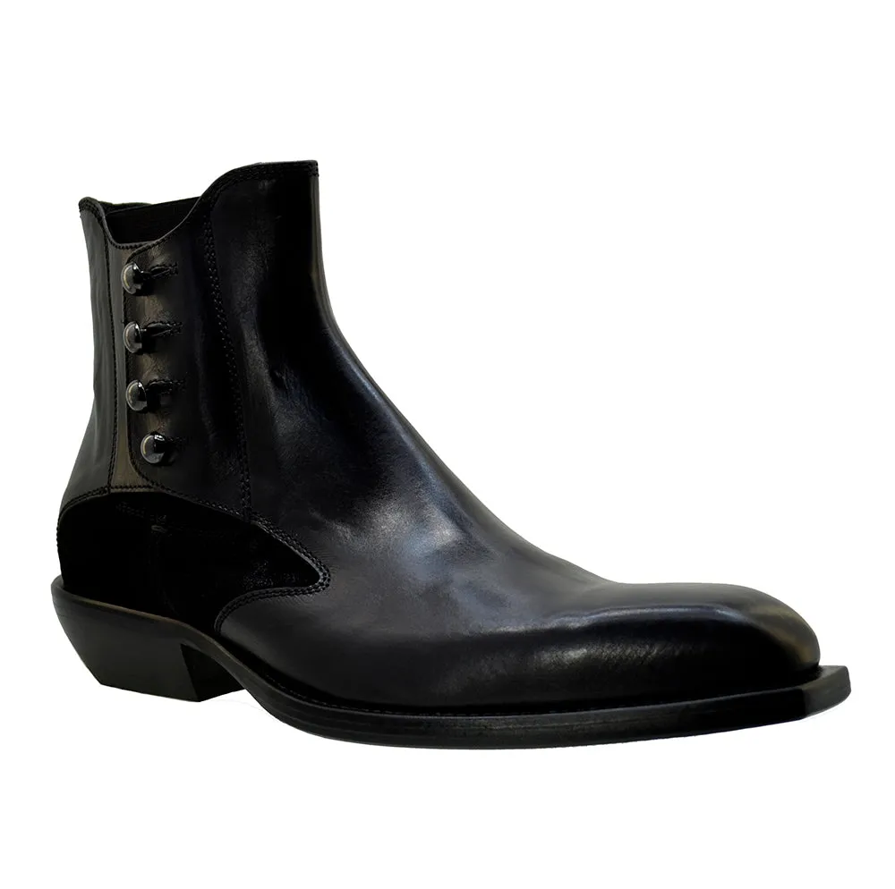 Men's Italian Shoes Jo Ghost 4757 Black Leather Chelsea Boots