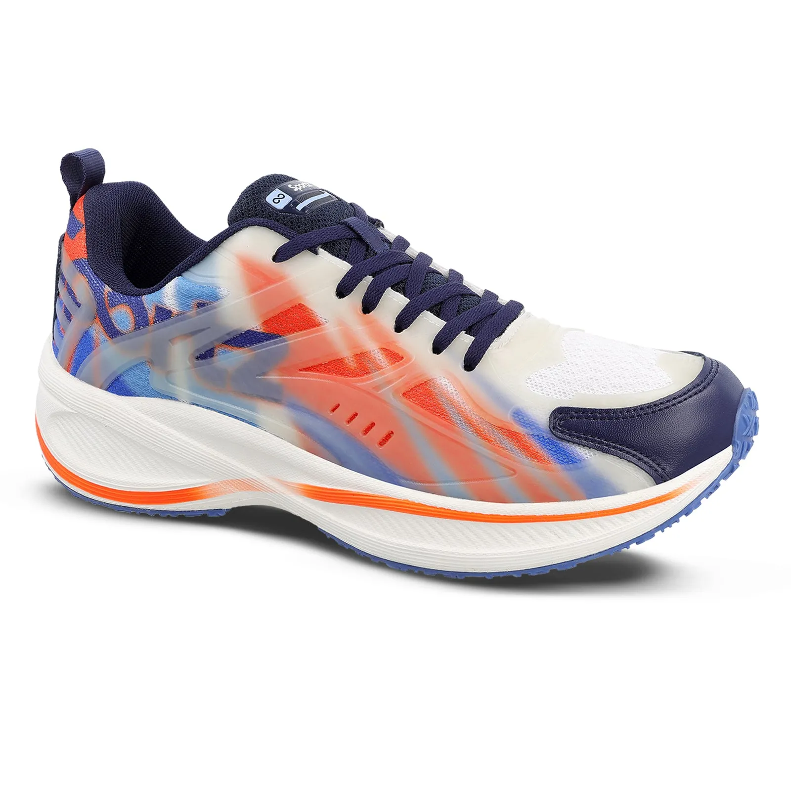 Men's Night Glow Sports Shoe - WS9134 Navy Blue Orange
