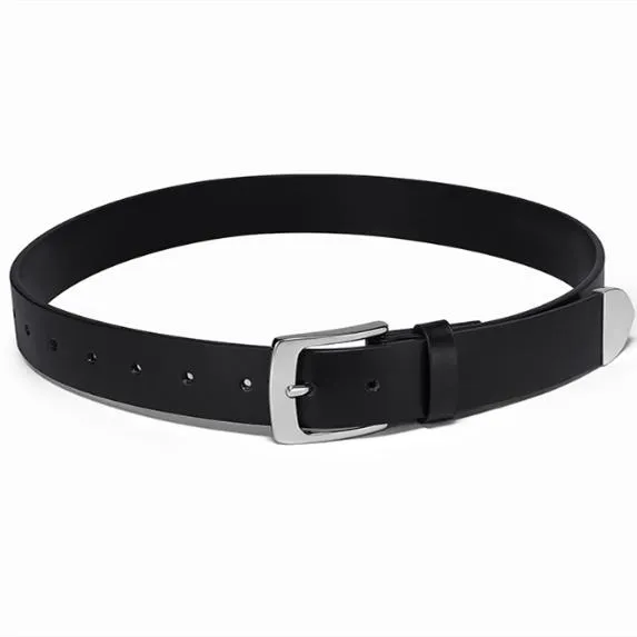 Multi-Style Leather Belts with Decorative Buckles