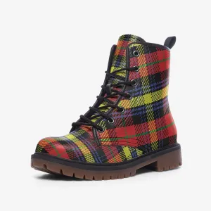 Multi Tartan Vegan Leather Combat boots
