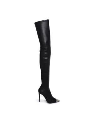 NAPA LEATHER THIGH HIGH BOOTS IN BLACK