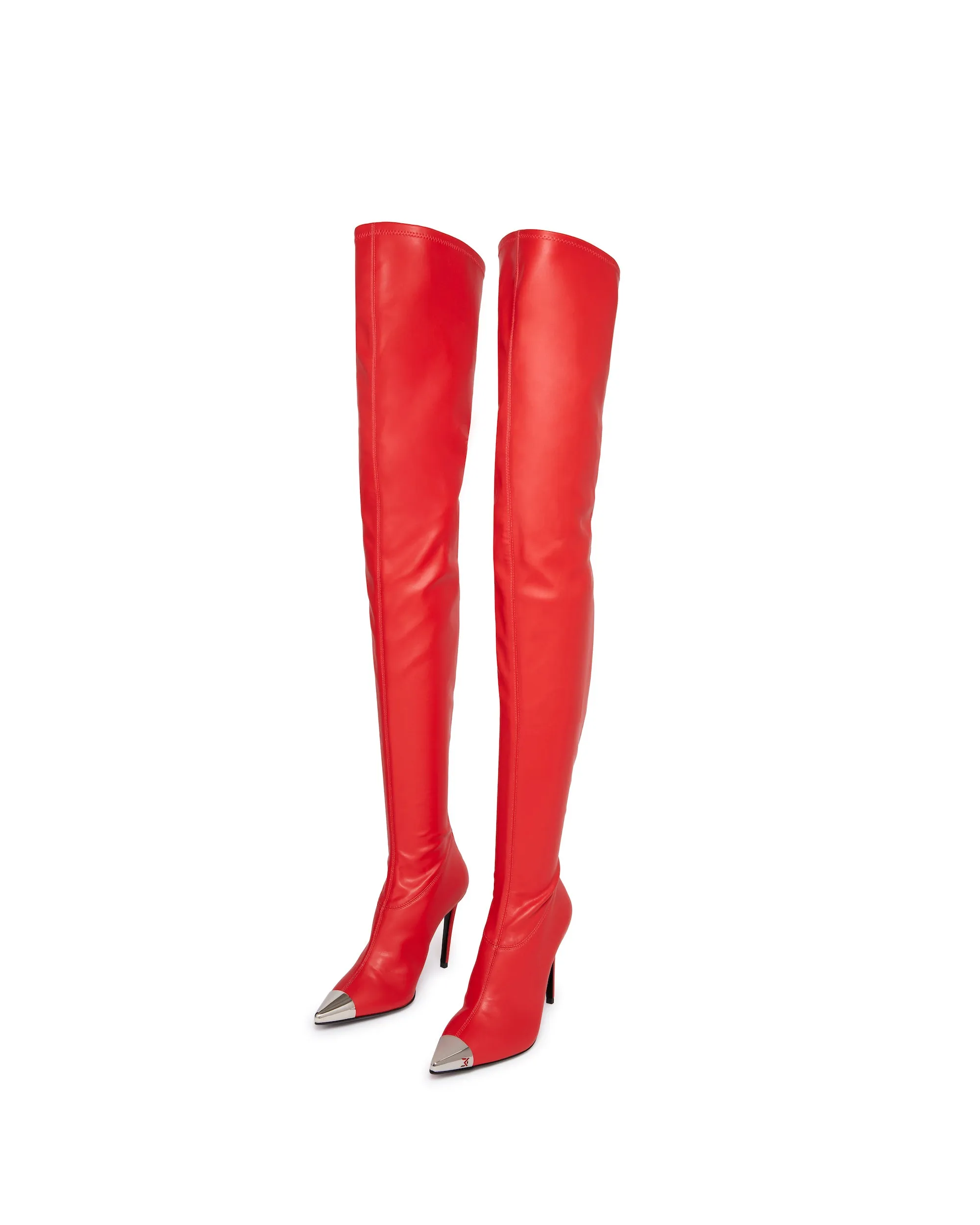 NAPA LEATHER THIGH HIGH BOOTS IN RED