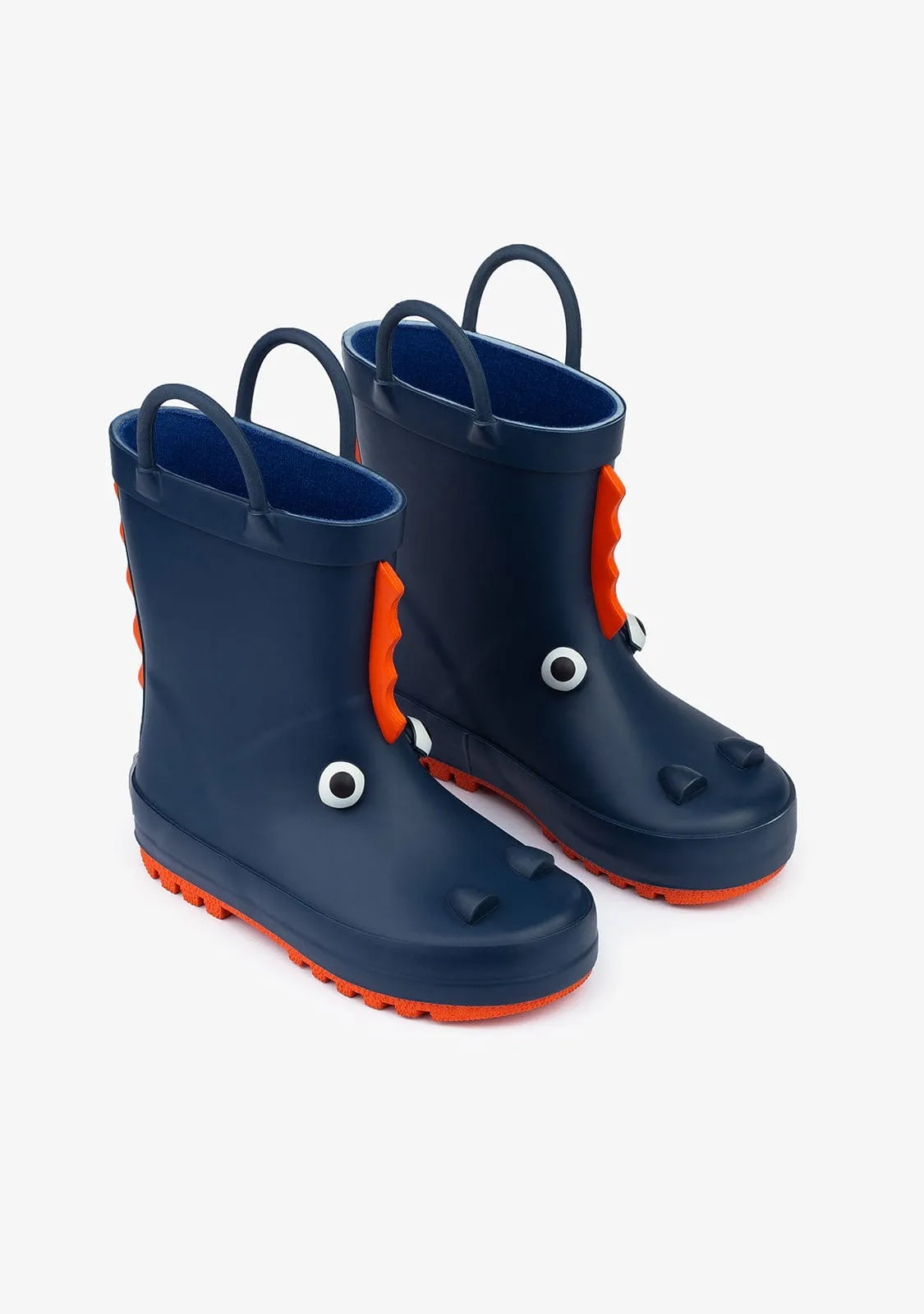 Navy Dinosaur Rain Boots Rubber