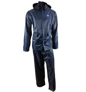Navy PVC Polyester 3-Piece Rain Suit | Jacket, Hoodie, Pants-RW-PP-NVY33