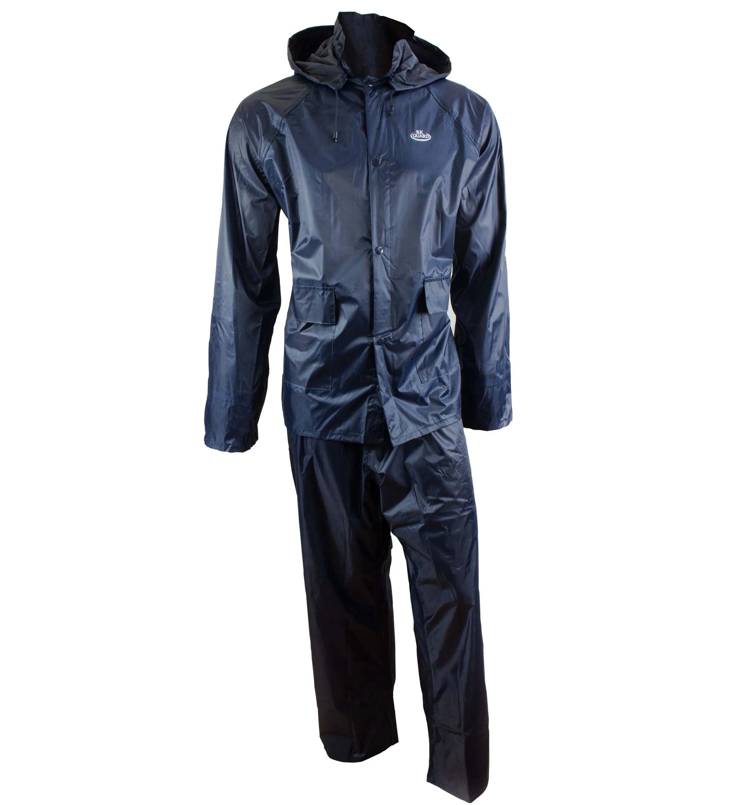 Navy PVC Polyester 3-Piece Rain Suit | Jacket, Hoodie, Pants-RW-PP-NVY33