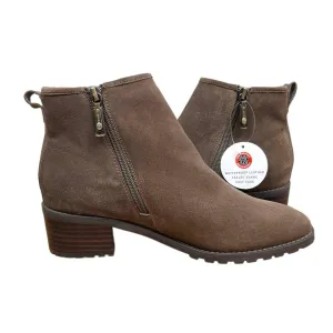 New Women's Brown Sawyer Suede Waterproof Block Heel Side Zip Sz 12 Boots/Booties, Retails $170 