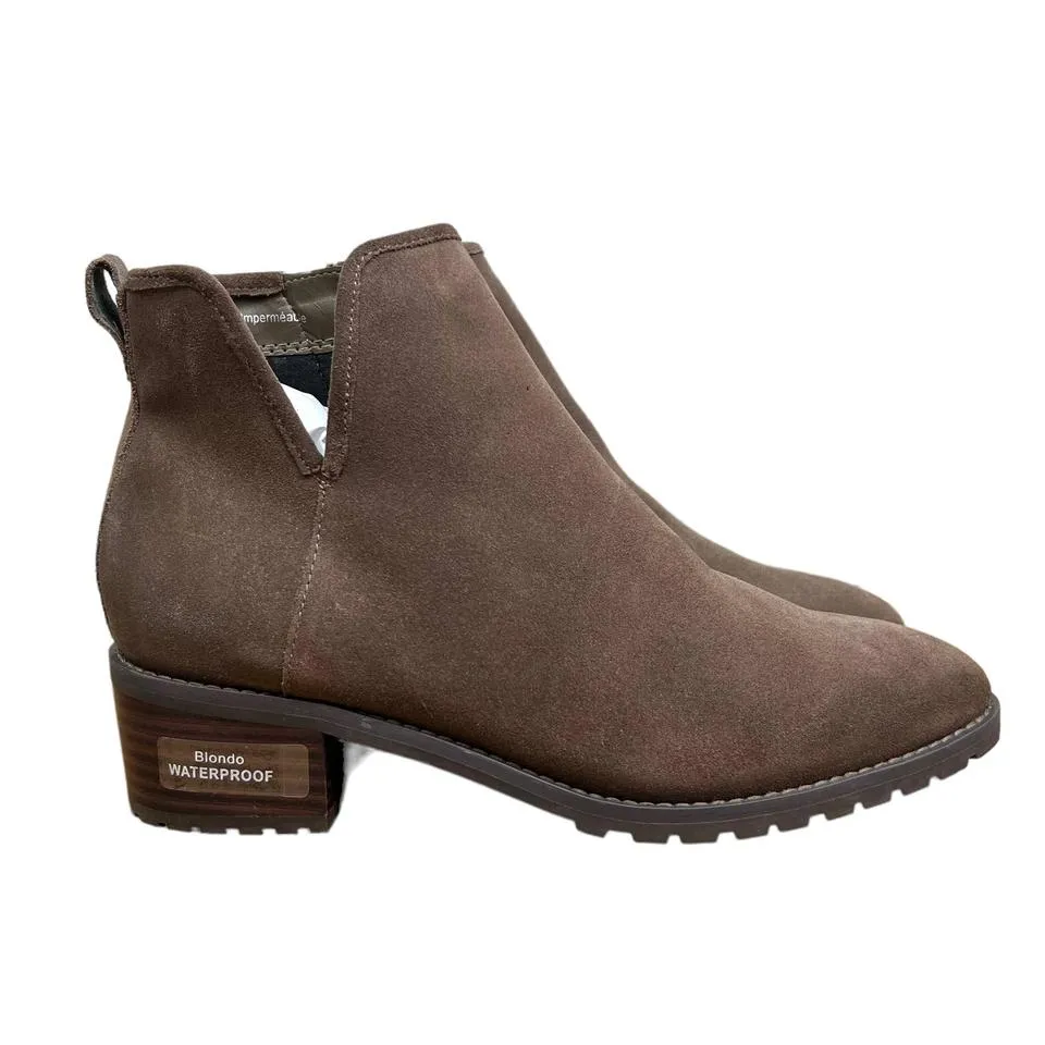 New Women's Brown Sawyer Suede Waterproof Block Heel Side Zip Sz 12 Boots/Booties, Retails $170 