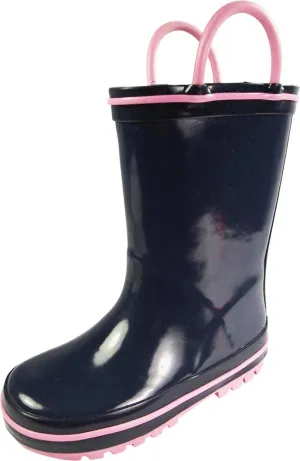 NORTY Tod Girls 6-10 Navy/Pink Rain Boots 16410