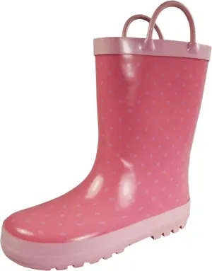 NORTY Tod Girls 6-10 Pink Dots Rain Boots 16414