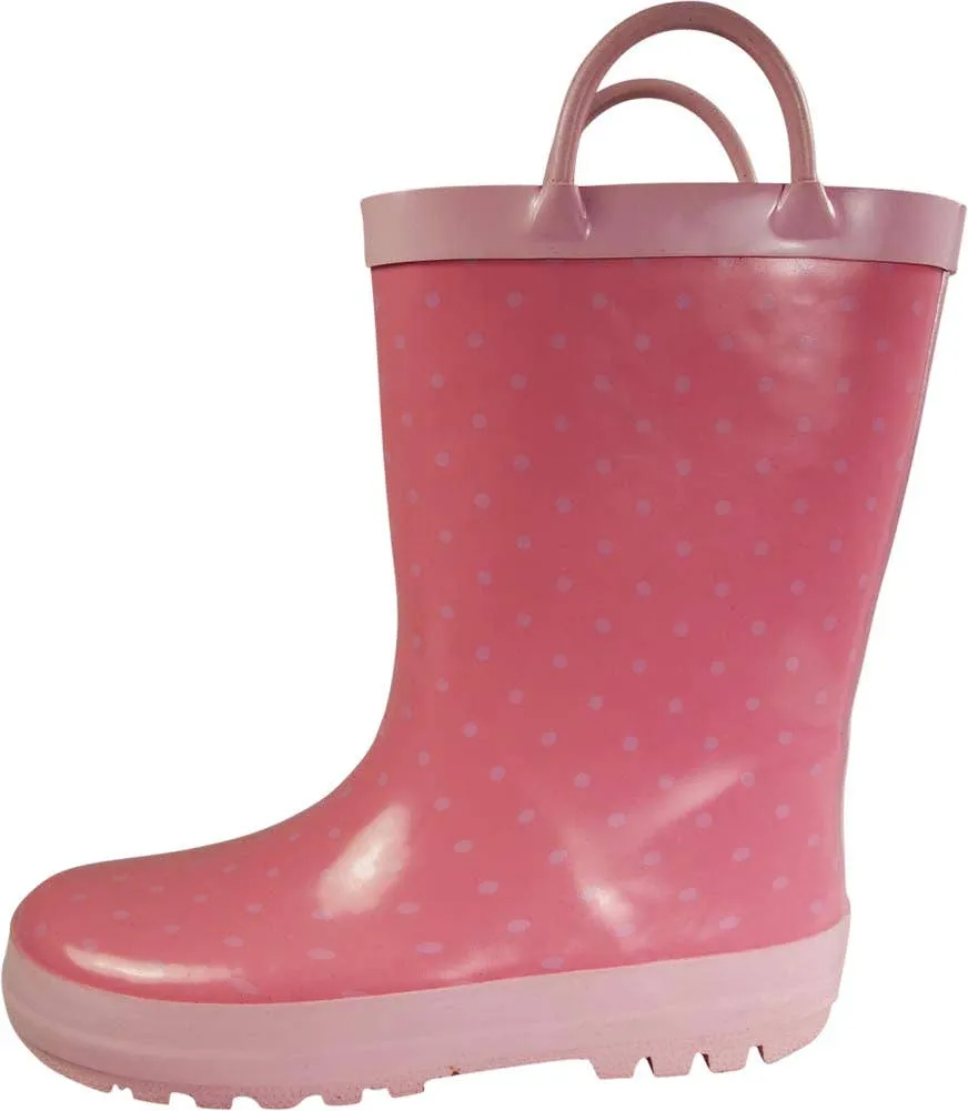 NORTY Tod Girls 6-10 Pink Dots Rain Boots 16414