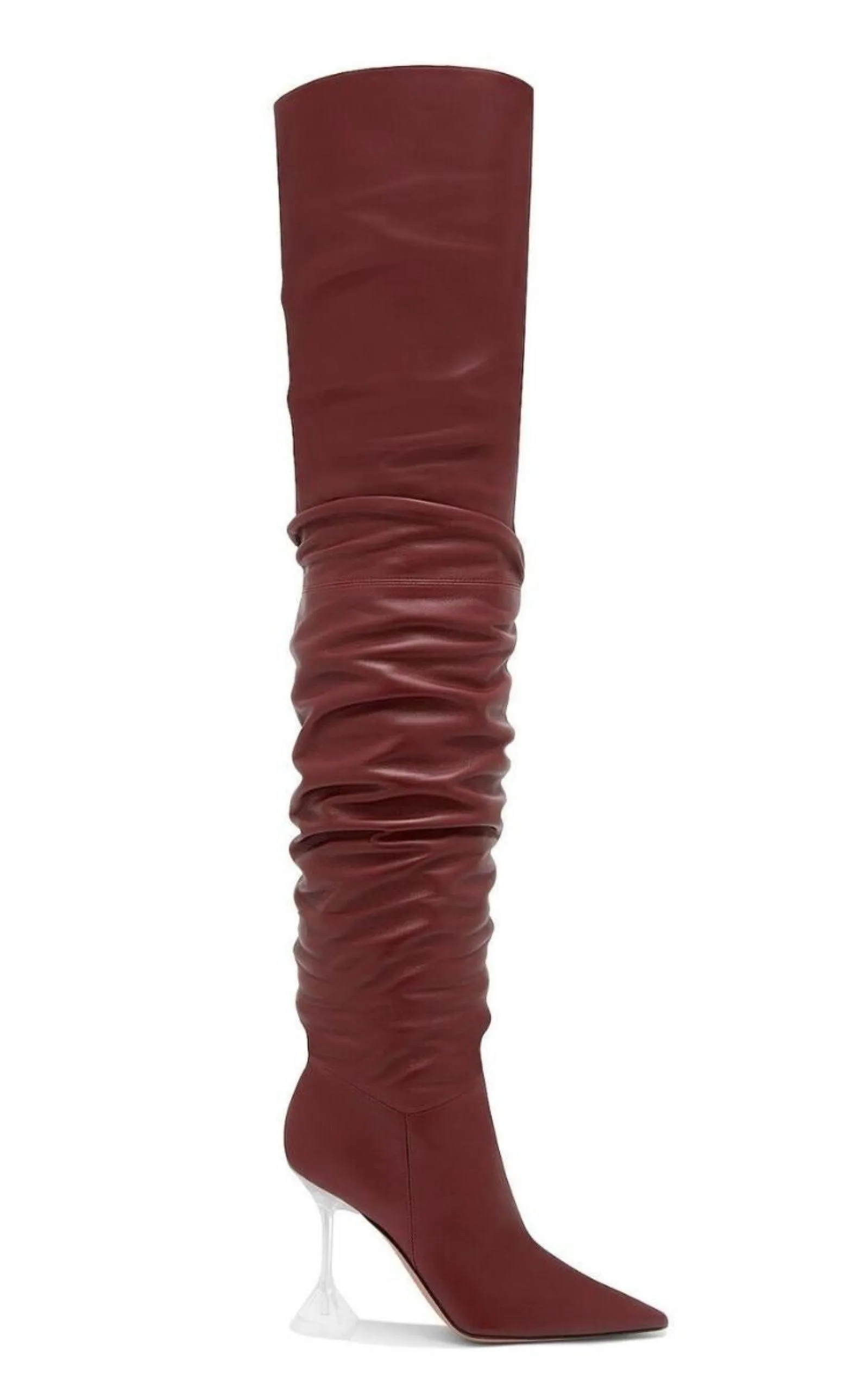 Olivia Burgundy Tall Leather Over The Knee Boots