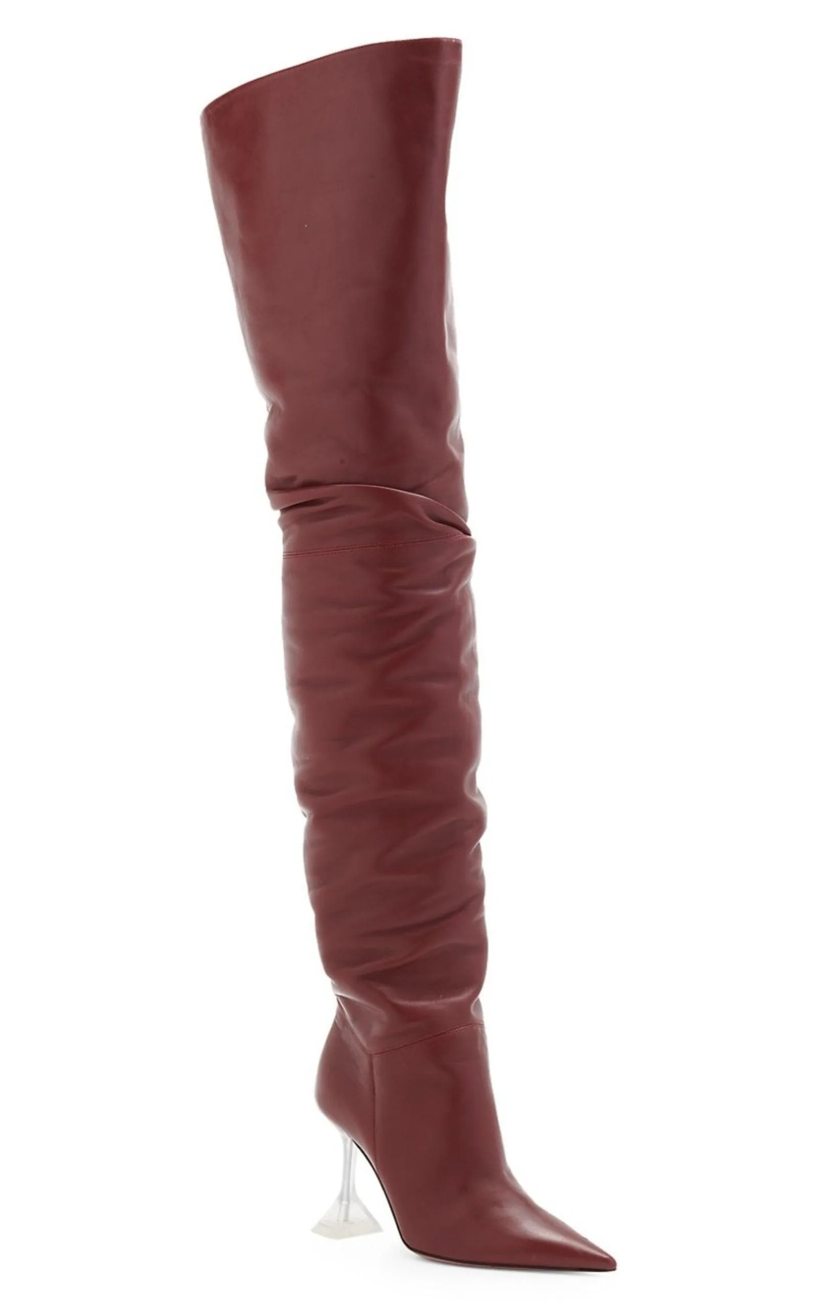 Olivia Burgundy Tall Leather Over The Knee Boots
