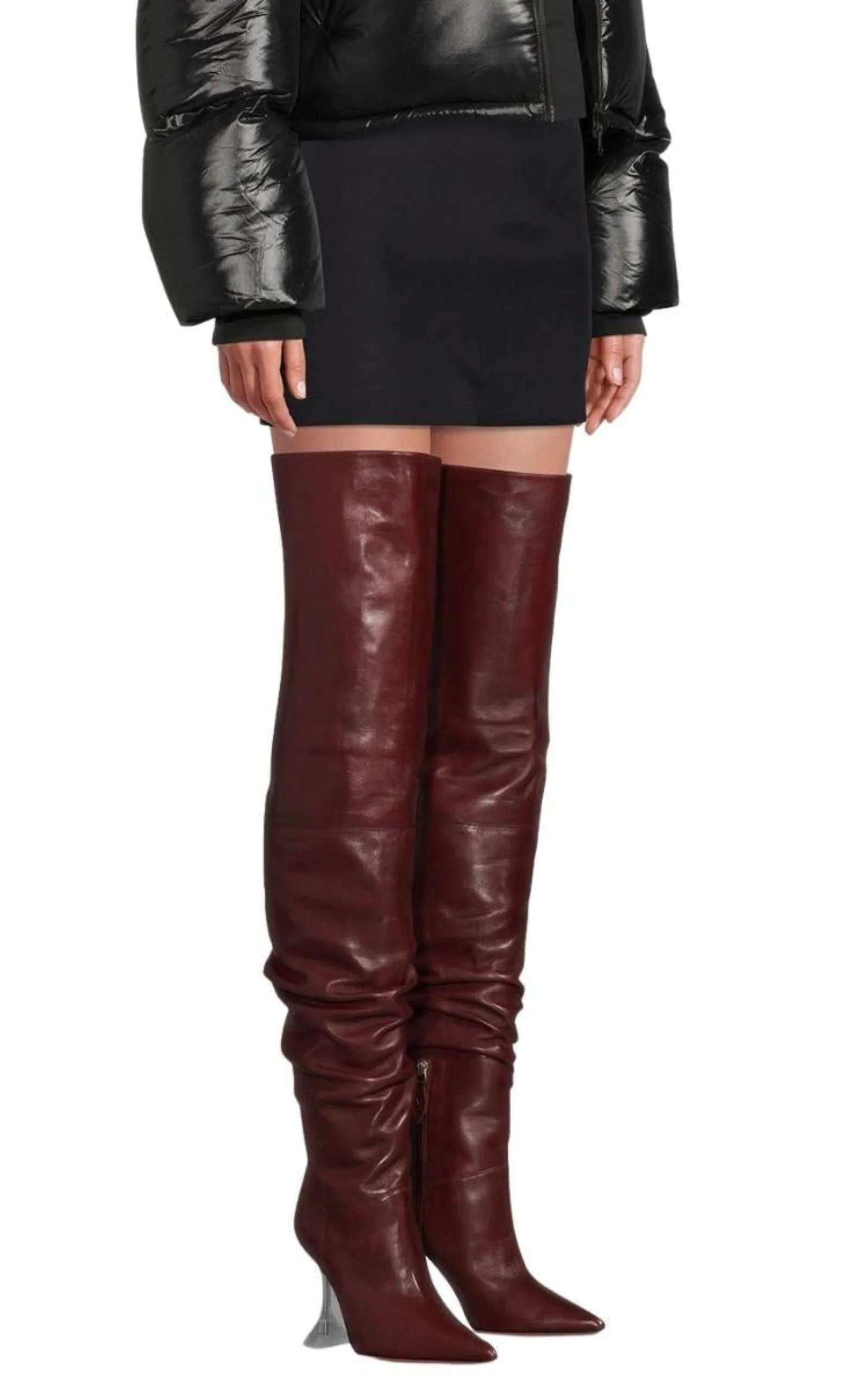 Olivia Burgundy Tall Leather Over The Knee Boots