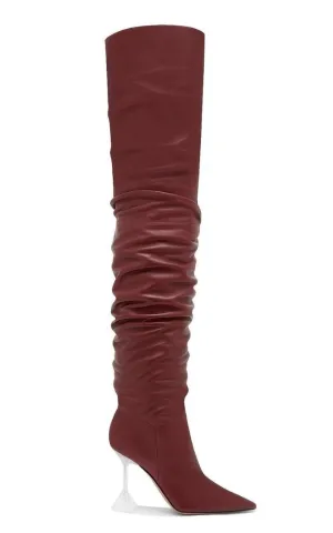 Olivia Burgundy Tall Leather Over The Knee Boots