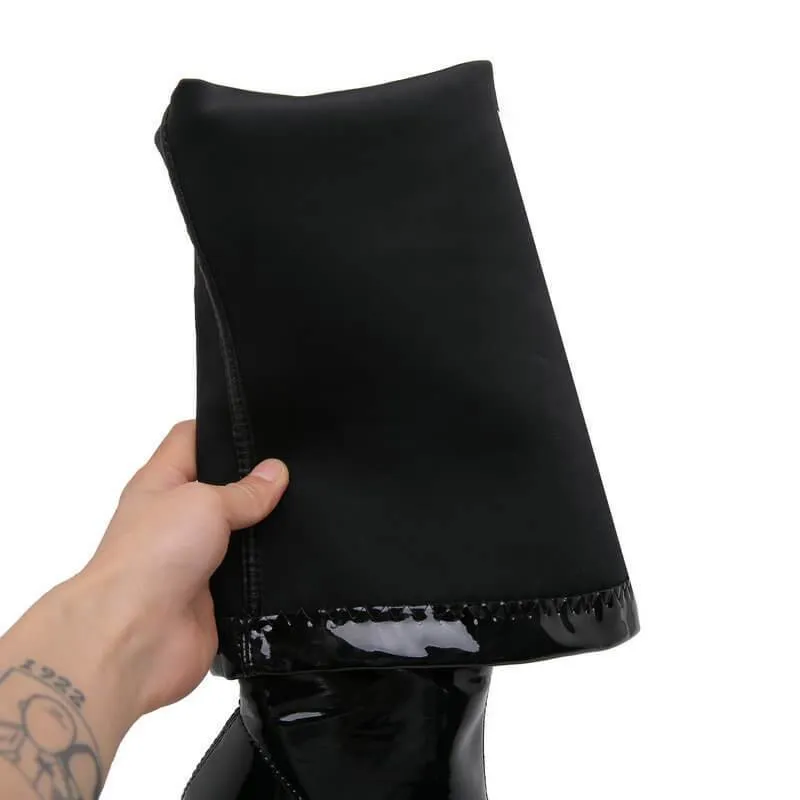 Patent Leather High Heel Pointed Toe Over Knee Boots
