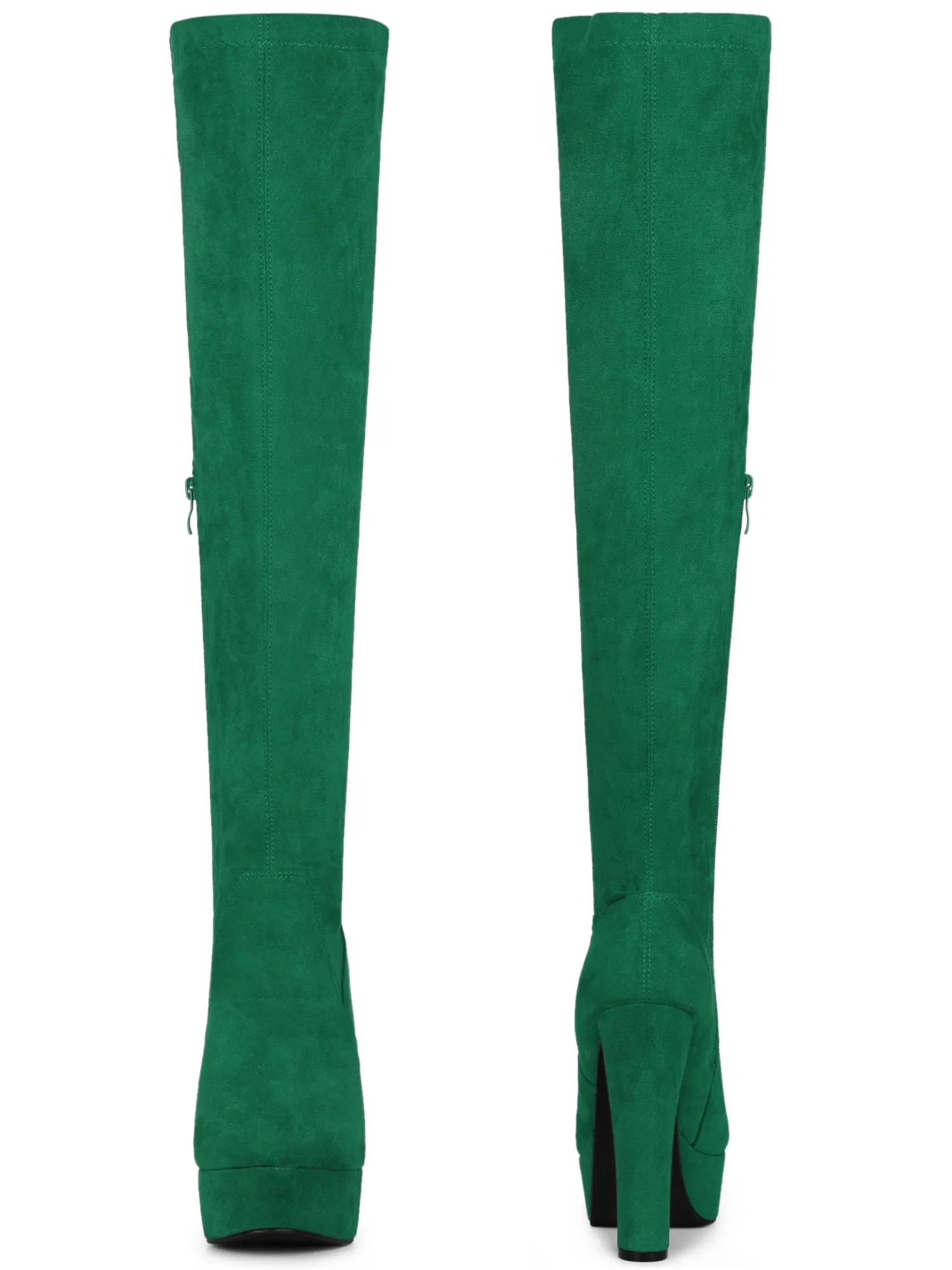 Perphy Women's Platform Block Heel Over the Knee Thigh High Boots