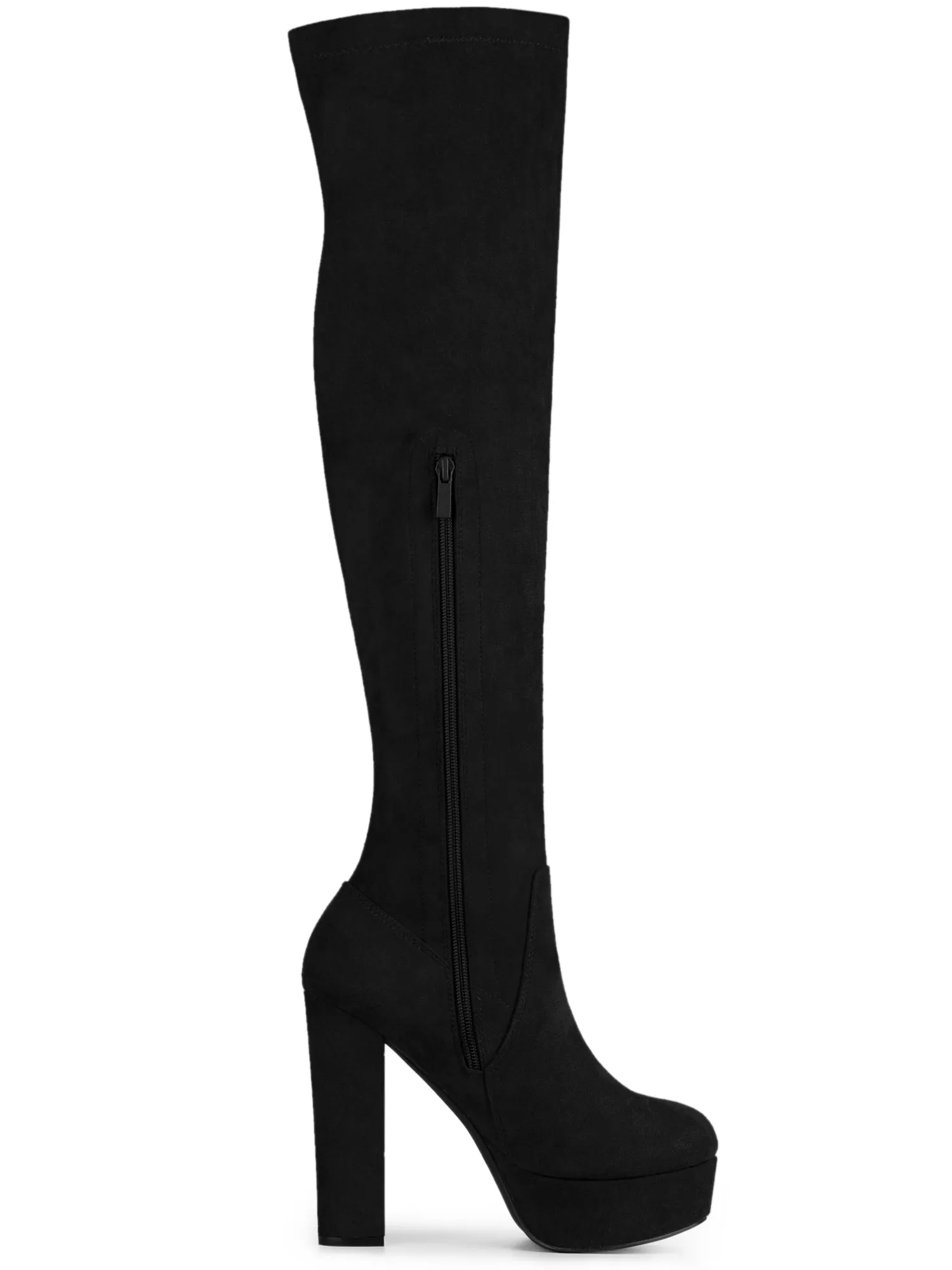 Perphy Women's Platform Block Heel Over the Knee Thigh High Boots