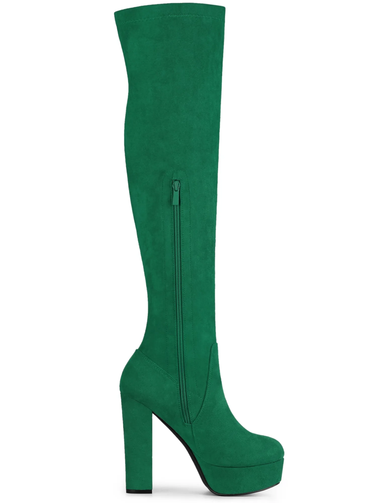 Perphy Women's Platform Block Heel Over the Knee Thigh High Boots