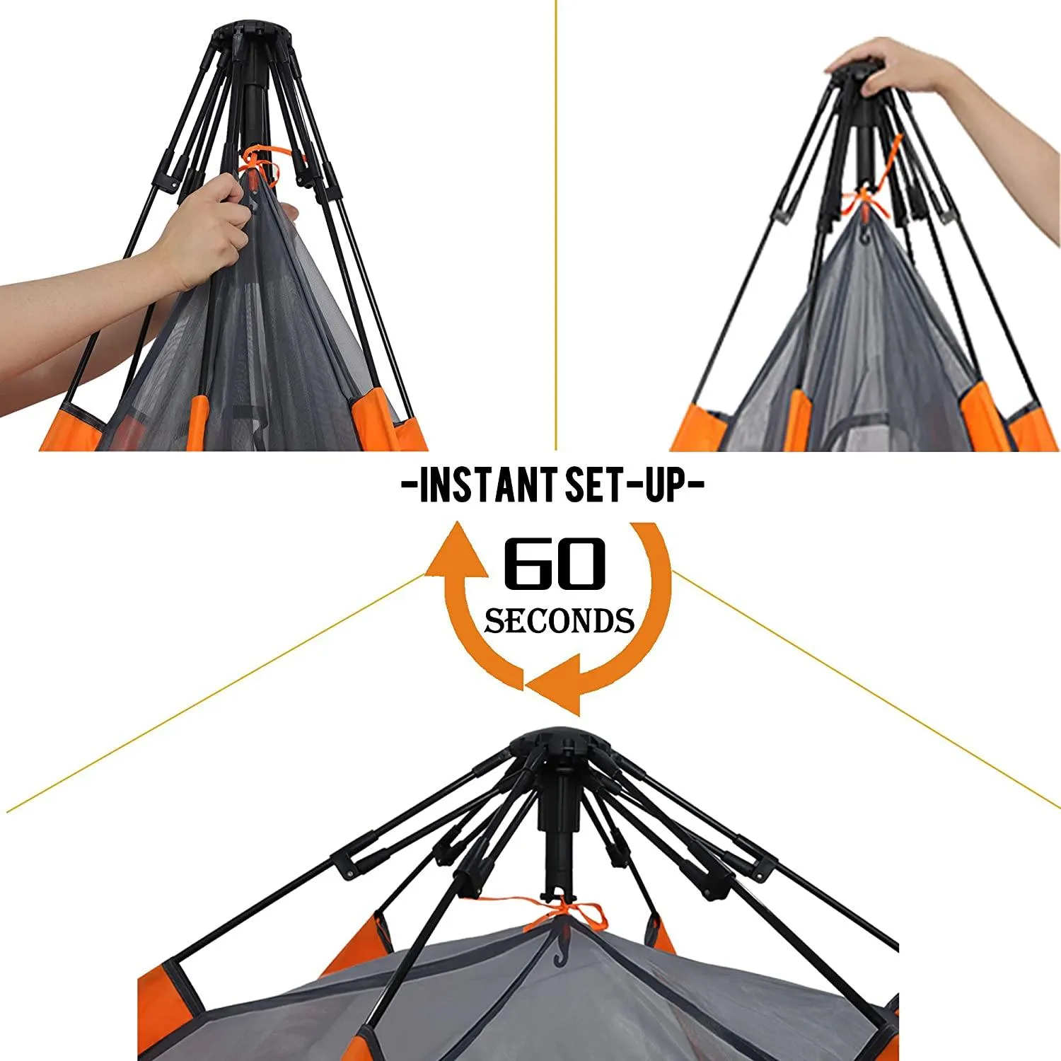 Portable 3-4 Person Camping Tent | Waterproof, Sunproof, and Ventilated Shelter for Outdoor Adventures