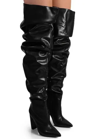 Pu Leather Nordic31 Over The Knee Boots (Black)